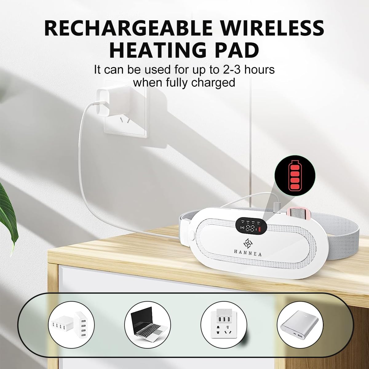 HANNEA Electric Cordless Heating Pad For Period Pain|Cramp Relief, Back Pain In Period|Belly Warmer Heating Pad With 3 Heat Levels 4 Vibration Modes|Caring Gift Heating Pad Belt For Women HANNEA Electric Cordless Heating Pad For Period Pain|Cramp Relief, Back Pain In Period|Belly Warmer Heating Pad With 3 Heat Levels 4 Vibration Modes|Caring Gift Heating Pad Belt For Women